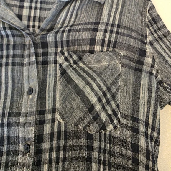 Lucky Brand Blue And White Plaid Button Down Shirt Size Small - Picture 5 of 8